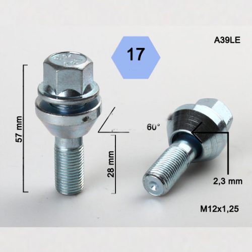 BIMECC ΜΠΟΥΛΟΝΙ ΜΕΤΑΤΡΟΠΗΣ (ΑΡΣΕΝΙΚΟ) 12X1.25 Κλειδί 17mm Μήκος 28mm A39LE
