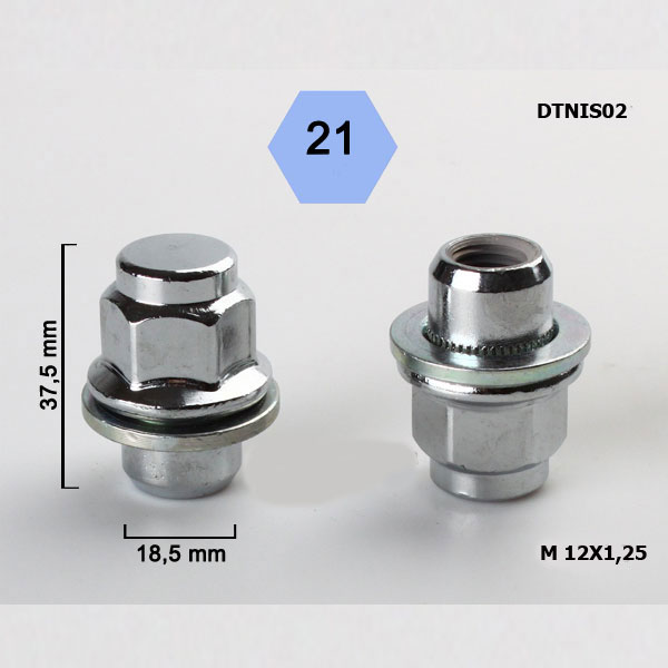 DTNIS02 BIMECC ΠΑΞΙΜΑΔΙ ΕΙΔΙΚΟ NISSAN (ΘΗΛΥΚΟ) 12X1.25 Κλειδί 21mm Μήκος 37mm Κλειστό DNIS02 - Image 1